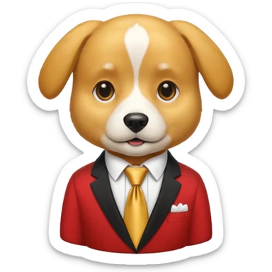 golden dog with white tie,red shirt sticker