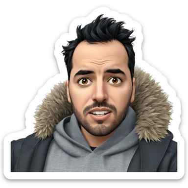 boy with black hair and beard sticker