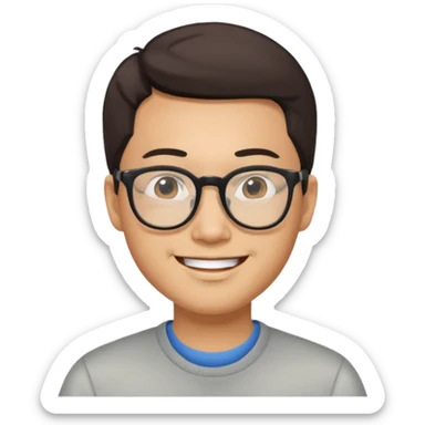 asian man light skin wear glasses smile sticker