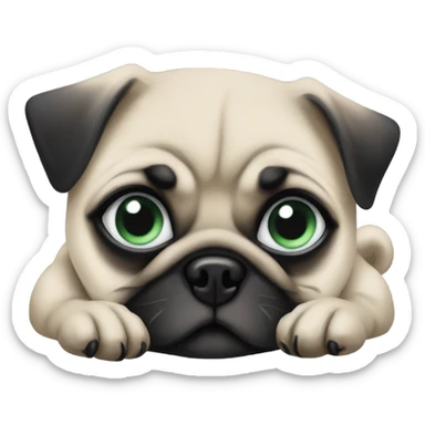 2 Baby pugs 1 with green eyes and 1 with blue  sticker