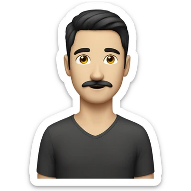 Young white man with moustache, black thin hair. Looks slightly eurasian sticker