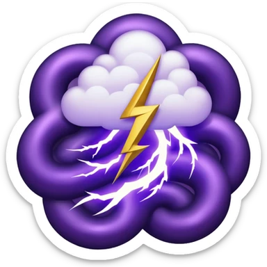 Wiz 101 casting sigil inspired storm magic, compose it of swirling clouds and lightning bolts and use rich purple and gold as the colors  sticker