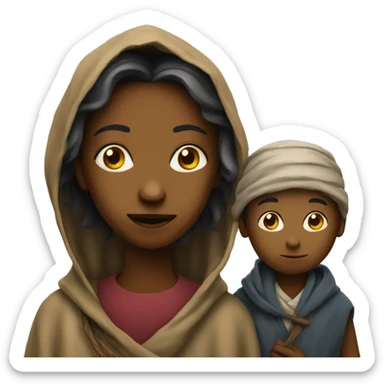 beggar woman and son sticker