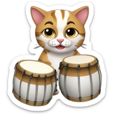 Kat met bongos sticker