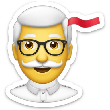 emoji entier - costume - maire drapeau francais - - brun cheveux court barbe de 3 jour porte lunette m sticker