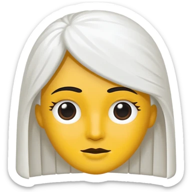 vull un perosnatge estil bimoji que sigui com una nimfa bella i fantasmal amb túniques blanques. Té la pell literalments blanca com el guix, cabell platejat, un nas llarg, ulls negres grans i llavis carmesí. que estigui somrient sense arrecades  sticker