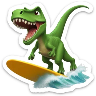 Dino surfing sticker