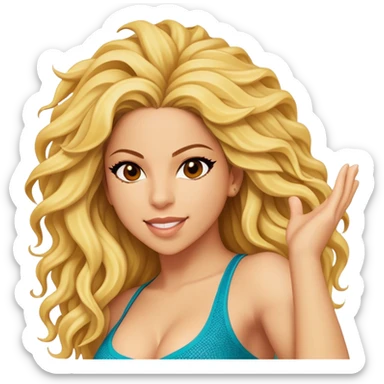 Cinematic Realistic Shakira Portrait Emoji, depicted as a dynamic charismatic pop icon with energetic movement and expressive features, rendered with vibrant textures and dynamic modern lighting that captures her global appeal. sticker