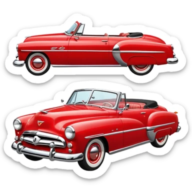 classic red converible 1950s sticker