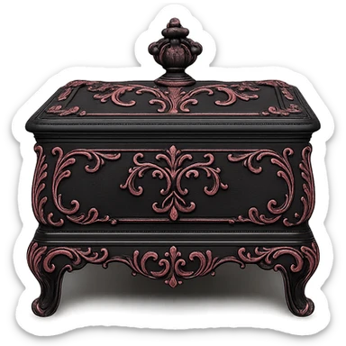 black and pink ornate jewelry box sticker