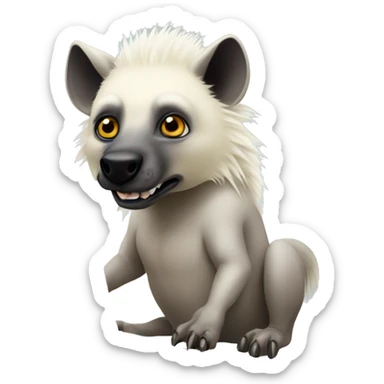 albino hyena sitting on computer sticker