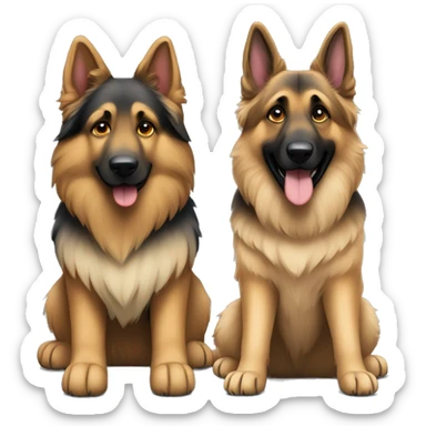 male long haired german shepherd sitting next to female shorter haired german shepherd sticker