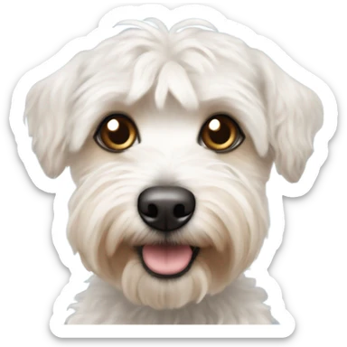 White yorkipoo with one blue eye one brown eye sticker