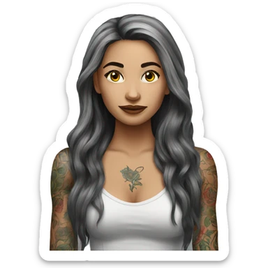 tattooed woman very attractive long hair sticker