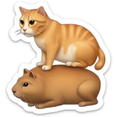 A cat on top of a cappybara  sticker