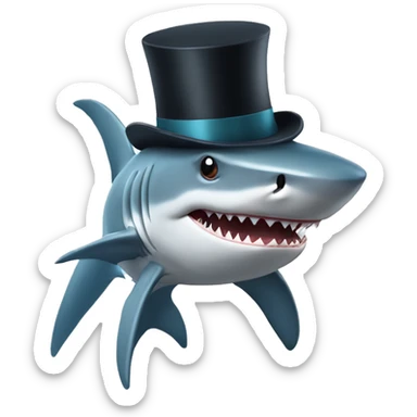 Shark with a top hat sticker