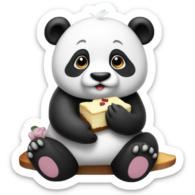 Panda eating cake sticker