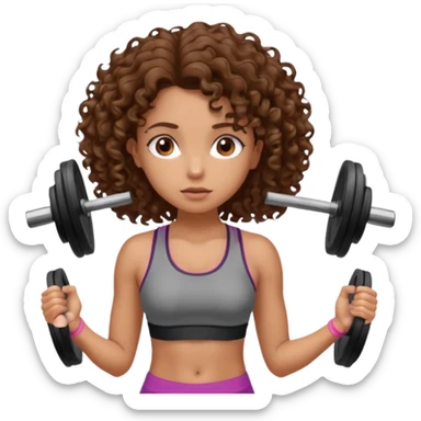 worried face, curly hair girl, gym sticker