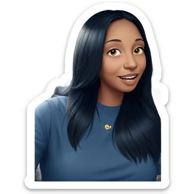 smiling girl with long hair sticker