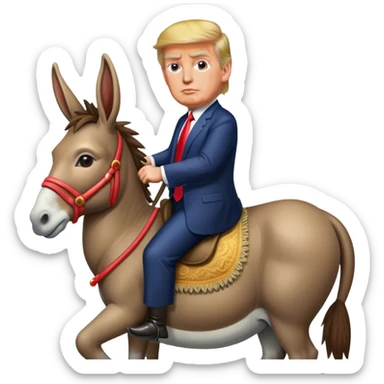 Trump riding a donkey  sticker