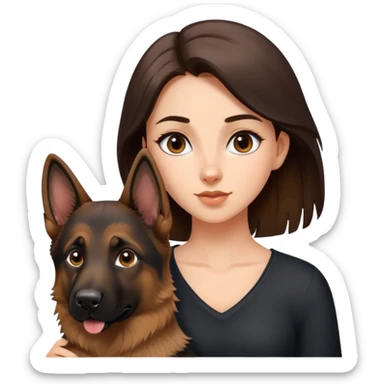 Brunette girl with german sheperd  sticker