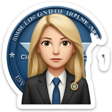 A CIA officer, looking like Carrie Mathison from the "Homeland" TV series, longer hair and CIA-like badge sticker