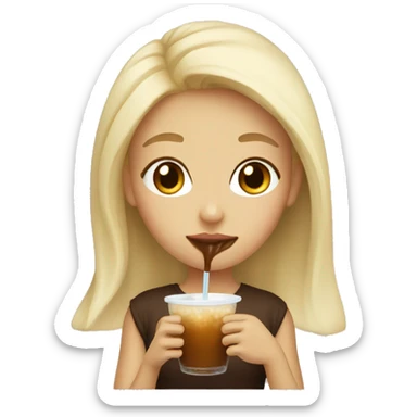 a blonde girl drinking brown sugar boba  sticker