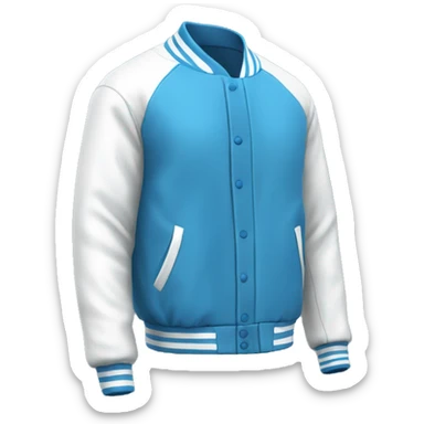 a blue baseball jacket with white sleeves piece of clothes item only sticker