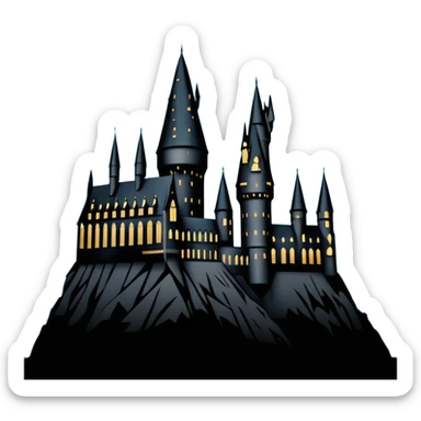 Harry Potter Hogwarts castle silhouette with stars, outlined icon sticker
