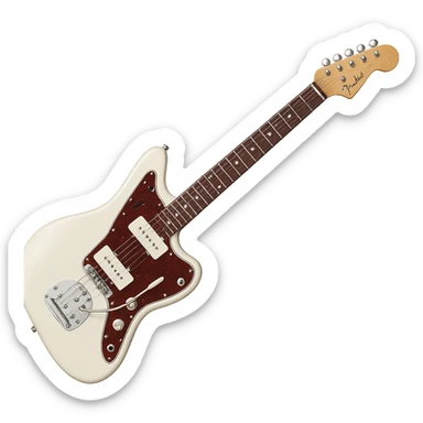 Olympic White Fender Jazzmaster guitar with classic tremolo bar sticker