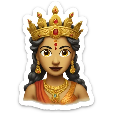 Durga Hindu Goddess face, with crown sticker