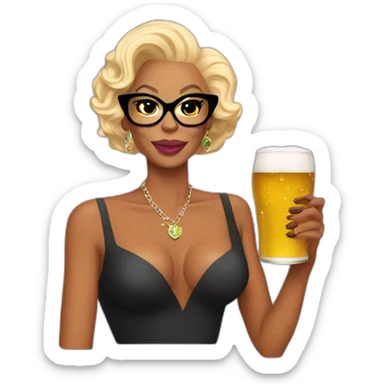 Rupaul drinking beer sticker