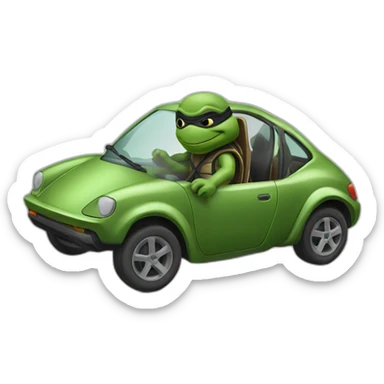 Tortue ninja dans voiture volante sticker