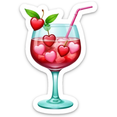 galentines red and pink cocktail with heart cherry sticker