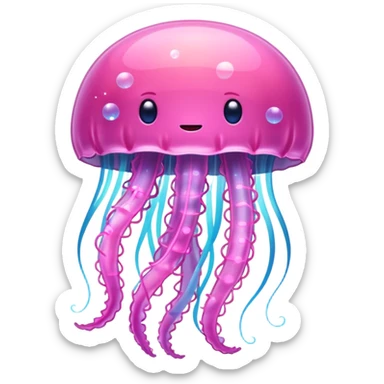 Pink shining jellyfish with sparkles sticker