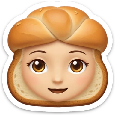 Sexy Bread emoji avatar, cute and minimalistic style, warm eyes and gentle smile, flat design, soft shapes, clean modern look, highly recognizable at small sizes, centered composition, transparent or solid background, app icon quality. sticker