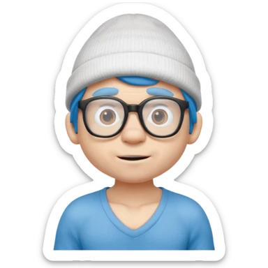 smurf with glasses white beanie no shirt sticker