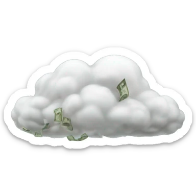 Rain of money falls from a cloud sticker