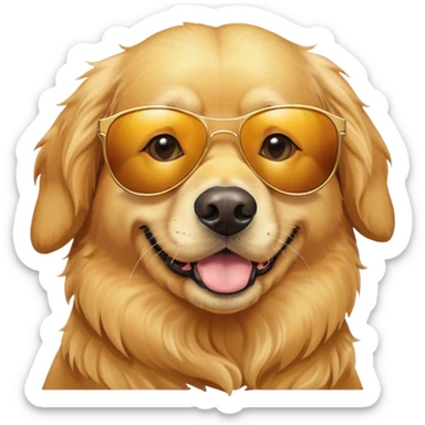Old Golden retriever wearing sunglasses sticker