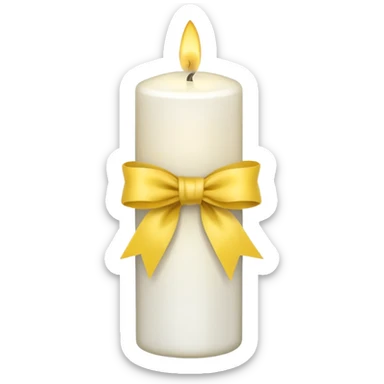 white candle with a yellow ribbon sticker