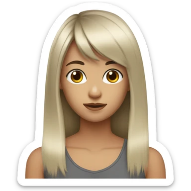 Dark brown long hair bangs girl with hazel eyes sticker