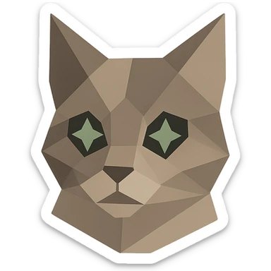 cat with charm eyes as a minimalist geometric logo sticker