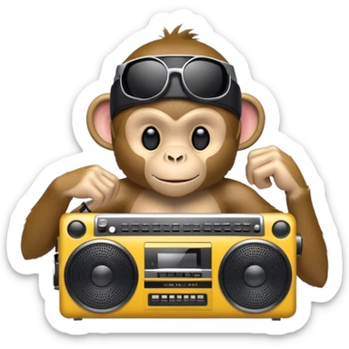 Monkey holding a boombox sticker