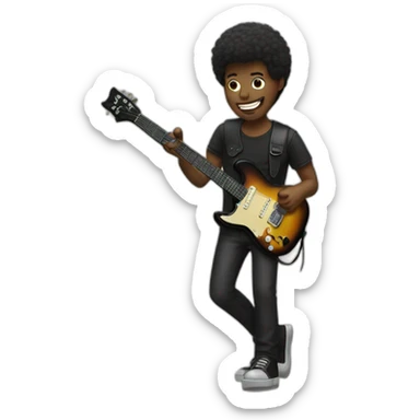 guitarist man playing black electric guitar sticker
