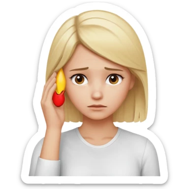 Cewe blonde yang lagi overthingking lalu ada satu tangannya memgang kepala keliatan setengah badan sticker