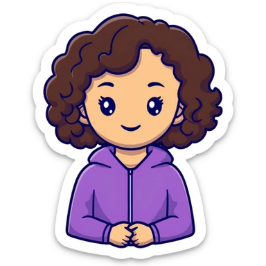 Black girl with dark brown curly hair sticker