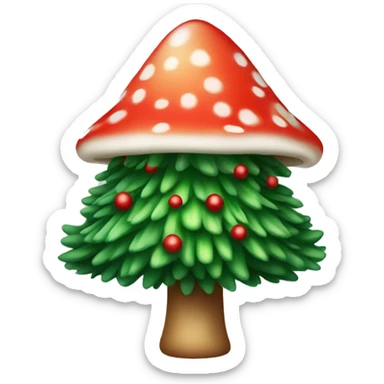 A Christmas tree, but instead of toys, fly agaric sticker