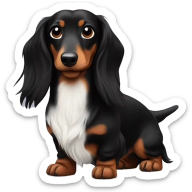 long haired dachshund black only a bit of white on the chest and muzzle sticker
