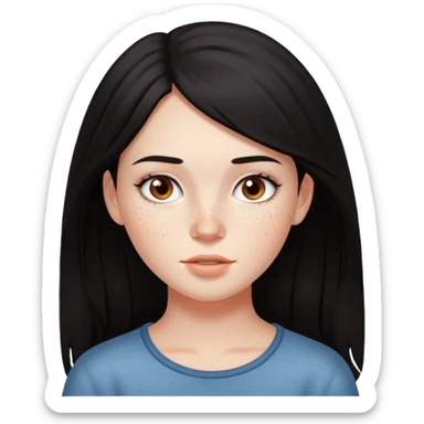 Dark haired Pretty Girl with visible freckles sticker