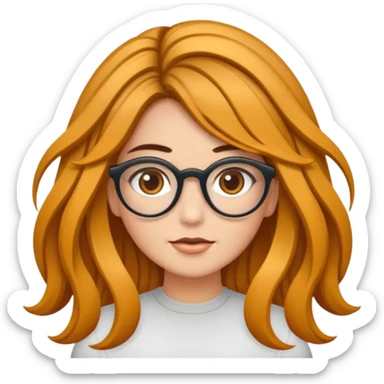 Uma garota de cabelos cacheados compridos e mechas loiras, com pele morena  e óculos sticker